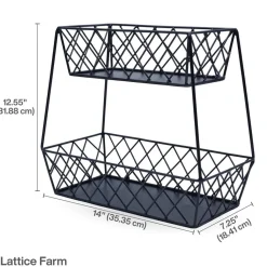 Fruit And Storage Baskets|Gourmet Basics® Lattice Farm Flat Back 2 Tier Storage Basket