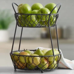 Fruit And Storage Baskets|Gourmet Basics® Lattice 2 Tier Countertop Storage Basket