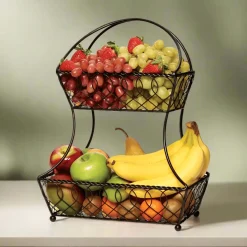 Fruit And Storage Baskets|Gourmet Basics® Lattice 2 Tier Fruit Storage Basket