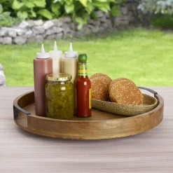Lazy Susans|Gourmet Basics® Lazy Susan Mango Wood Serve Tray, 18 Inch