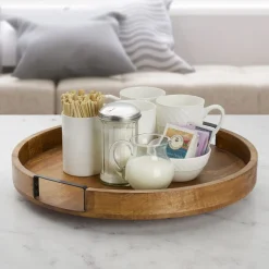 Lazy Susans|Gourmet Basics® Lazy Susan Mango Wood Serve Tray, 18 Inch