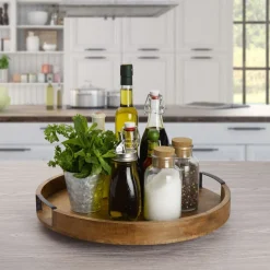 Lazy Susans|Gourmet Basics® Lazy Susan Mango Wood Serve Tray, 18 Inch