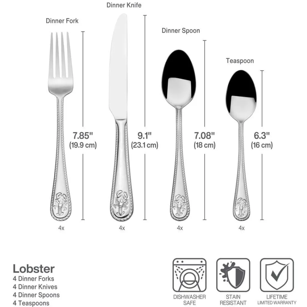 Sets|Towle® Everyday Lobster 16 Piece Flatware Set, Service for 4