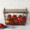 Fruit And Storage Baskets|Gourmet Basics® Madam Stacking And Nesting Basket with Acacia Lid