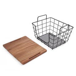Fruit And Storage Baskets|Gourmet Basics® Madam Stacking And Nesting Basket with Acacia Lid