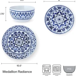 Dinnerware Service For 4|Pfaltzgraff® Medallion Radiance 12 Piece Dinnerware Set, Service for 4