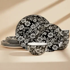 Dinnerware Service For 4|Pfaltzgraff® Midnight Blooms 12 Piece Dinnerware Set, Service for 4
