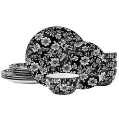 Dinnerware Service For 4|Pfaltzgraff® Midnight Blooms 12 Piece Dinnerware Set, Service for 4