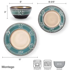 Dinnerware Service For 4|Pfaltzgraff® Montego 12 Piece Dinnerware Set, Service for 4