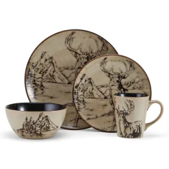 Dinnerware Service For 4|Mossy Oak® Mossy Oak Animal Print 16 Piece Dinnerware Set, Service for 4