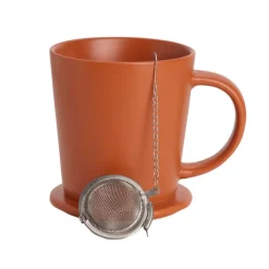 Teacups|Pfaltzgraff® Orange Tea Mug with Infuser and Lid