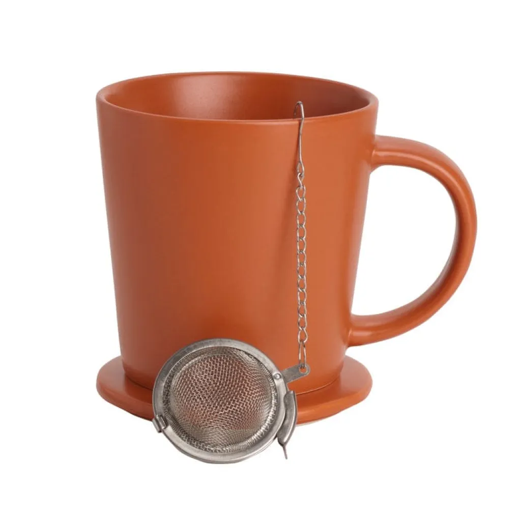 Teacups|Pfaltzgraff® Orange Tea Mug with Infuser and Lid