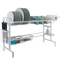 Fruit And Storage Baskets|Gourmet Basics® Over the Sink 2 Tier Expandable Organizer Dish Drying Rack