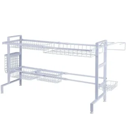 Fruit And Storage Baskets|Gourmet Basics® Over the Sink 2 Tier Expandable Organizer Dish Drying Rack