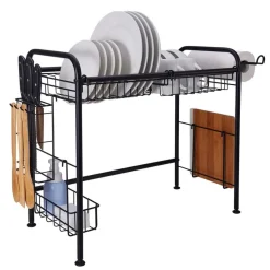 Fruit And Storage Baskets|Gourmet Basics® Over the Sink 2 Tier Organizer Dish Drying Rack, 31 Inch