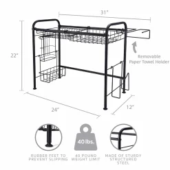 Fruit And Storage Baskets|Gourmet Basics® Over the Sink 2 Tier Organizer Dish Drying Rack, 31 Inch