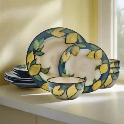 Dinnerware Service For 4|Pfaltzgraff® Painted Lemons 12 Piece Dinnerware Set, Service for 4