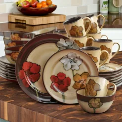 Dinnerware Service For 8|Pfaltzgraff® Painted Poppies 32 Piece Dinnerware Set, Service for 8