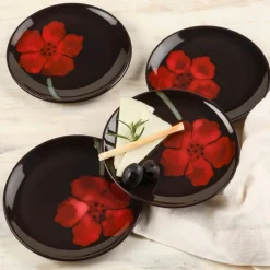 Appetizer Plates|Pfaltzgraff® Painted Poppies Set of 4 Appetizer Plates