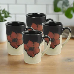 Coffee Mugs|Pfaltzgraff® Painted Poppies Set of 4 Latte Mugs