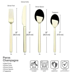 Sets|Towle® Living Paros Champagne Forged 16 Piece Flatware Set, Service for 4
