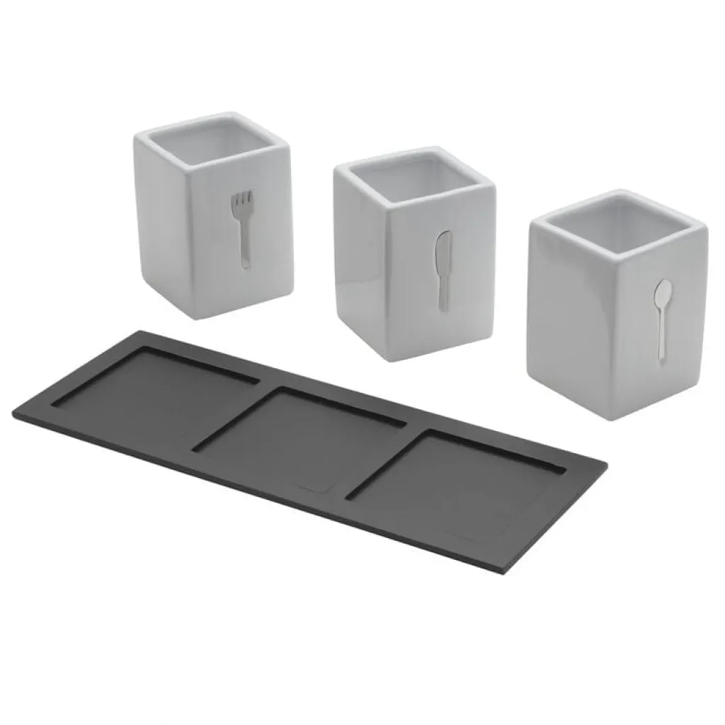 Flatware Caddies|Towle® Living 3 Piece Flatware Caddy with Wood Tray