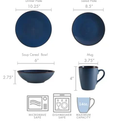 Dinnerware Service For 4|Pfaltzgraff® Pierce Blue 16 Piece Dinnerware Set, Service for 4
