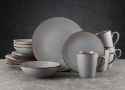 Dinnerware Service For 4|Pfaltzgraff® Pierce Gray 16 Piece Dinnerware Set, Service for 4