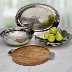 Serve Bowls|Gourmet Basics® Radiance Hammered Serving Bowl