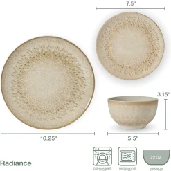 Dinnerware Service For 4|Pfaltzgraff® Radiance 12 Piece Dinnerware Set, Service for 4