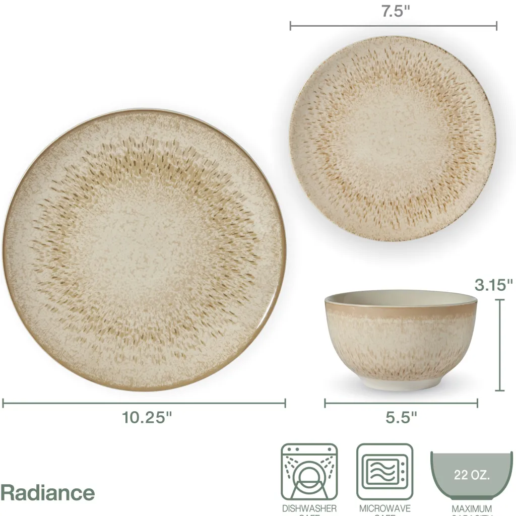 Dinnerware Service For 4|Pfaltzgraff® Radiance 12 Piece Dinnerware Set, Service for 4