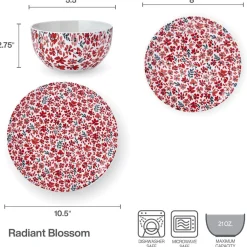Dinnerware Service For 4|Pfaltzgraff® Radiant Blossom 12 Piece Dinnerware Set, Service for 4