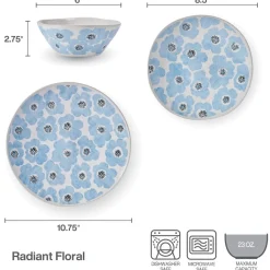 Dinnerware Service For 4|Pfaltzgraff® Radiant Floral 12 Piece Set, Service for 4