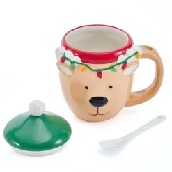 Coffee Mugs|Pfaltzgraff® Reindeer Mug with Spoon and Cover