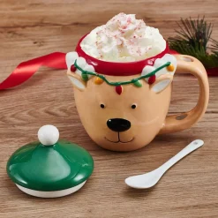 Coffee Mugs|Pfaltzgraff® Reindeer Mug with Spoon and Cover