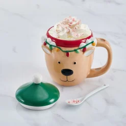 Coffee Mugs|Pfaltzgraff® Reindeer Mug with Spoon and Cover
