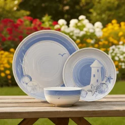 Dinnerware Service For 4|Dinnerware Service For 8|Pfaltzgraff® Rio Beach House Outdoor Melamine Dinnerware Set
