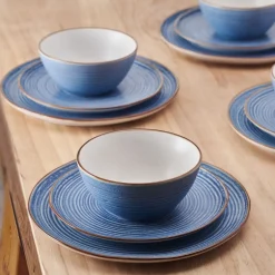 Dinnerware Service For 4|Pfaltzgraff® Rowan Blue 12 Piece Set, Service for 4