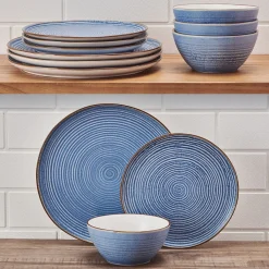 Dinnerware Service For 4|Pfaltzgraff® Rowan Blue 12 Piece Set, Service for 4