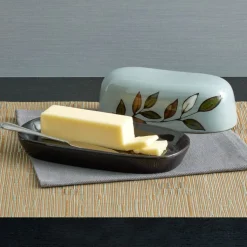 Butter Dishes|Pfaltzgraff® Rustic Leaves Covered Butter Dish