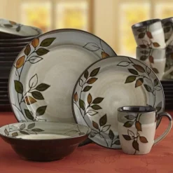 Dinnerware Service For 4|Dinnerware Service For 8|Pfaltzgraff® Rustic Leaves Dinnerware Set