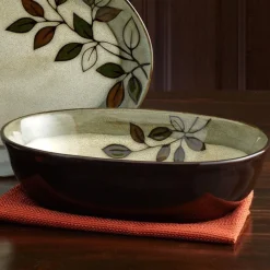 Serve Bowls|Pfaltzgraff® Rustic Leaves Oval Serve Bowl