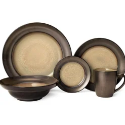 Dinnerware Service For 4|Dinnerware Service For 8|Gourmet Basics® Sandstone Dinnerware Set