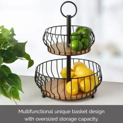 Fruit And Storage Baskets|Gourmet Basics® Savannah 2 Tier Fruit Storage Basket
