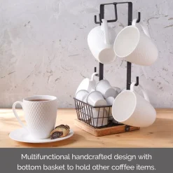 Fruit And Storage Baskets|Gourmet Basics® Stella Mug Tree with Storage Basket