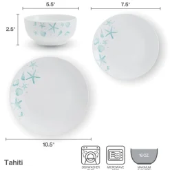 Dinnerware Service For 4|Studio Nova Tahiti 12 Piece Dinnerware Set, Service for 4