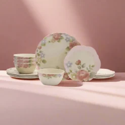 Dinnerware Service For 4|Dinnerware Service For 8|Pfaltzgraff® Tea Rose Outdoor Melamine Dinnerware Set