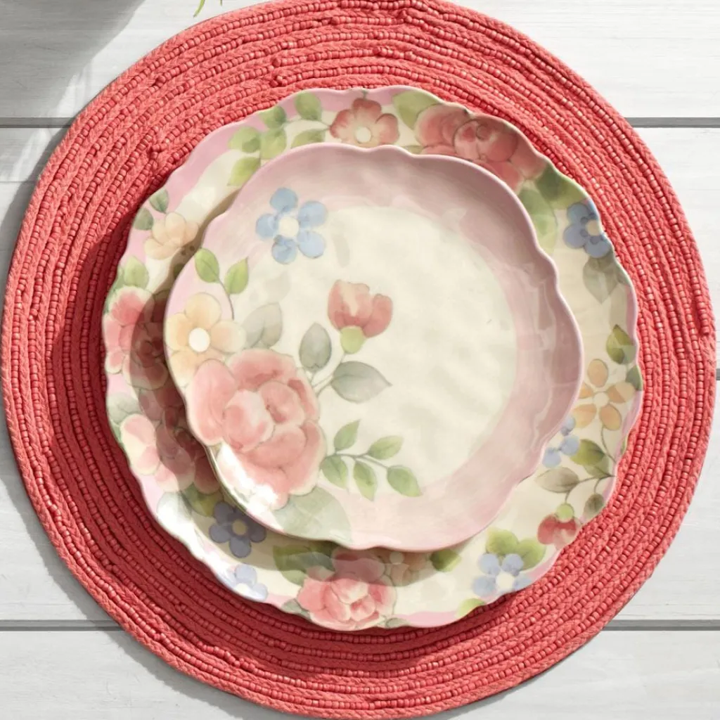 Dinnerware Service For 4|Dinnerware Service For 8|Pfaltzgraff® Tea Rose Outdoor Melamine Dinnerware Set