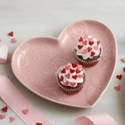 Appetizer Plates|Pfaltzgraff® Tea Rose Pink Heart Shaped Plate