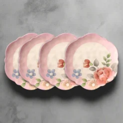 Salad Plates|Pfaltzgraff® Tea Rose Set of 4 Outdoor Melamine Salad Plates
